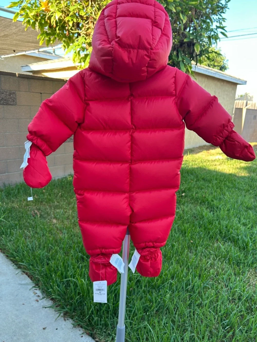 Ralph Lauren Red Quilted Puffer One-Piece Footie